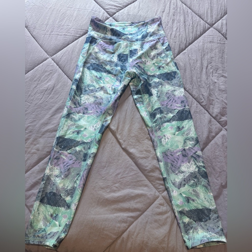 Marika Printed Leggings in Mint, Lavender & Charcoal